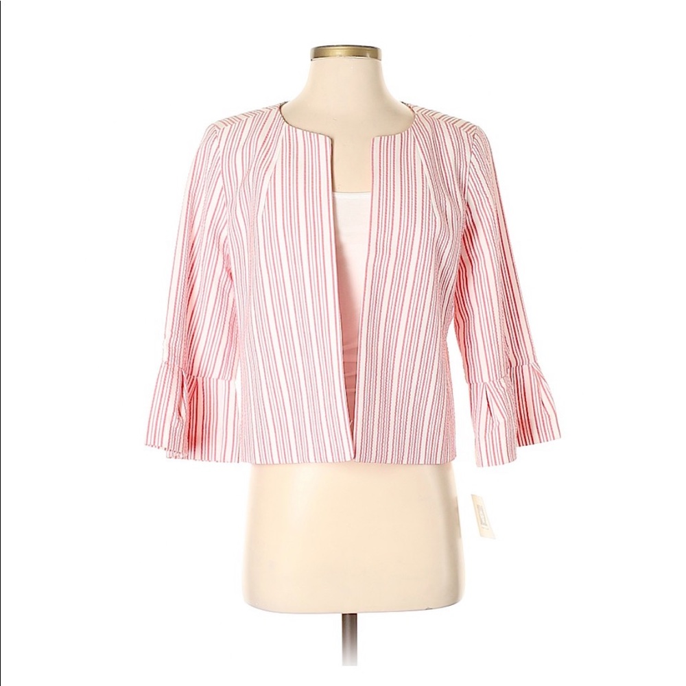 Anne Klein Size 4 ruffle sleeve pink blazer NWT